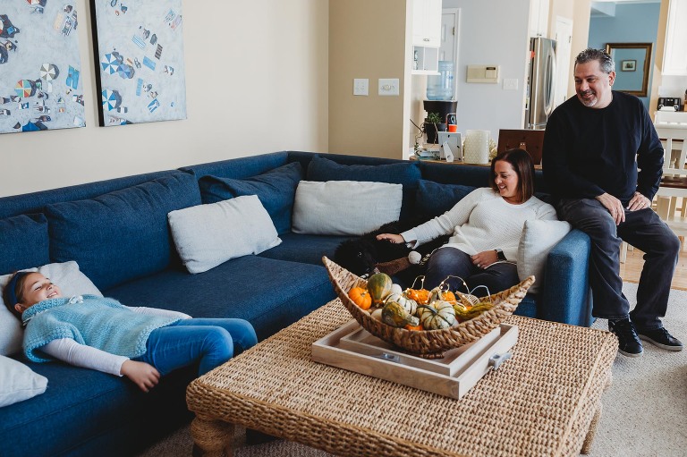 family in their living room
