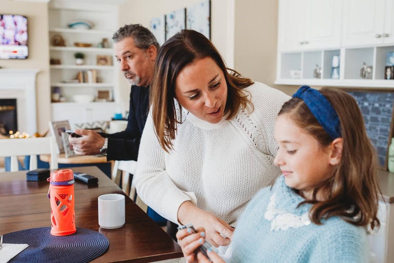 family at kitchen table