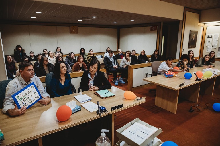 parents during adoption hearing