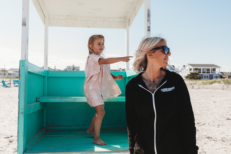 climbing on the lifeguard stand ocean city beach