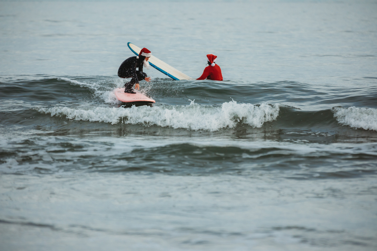 surfing Santa longboard 