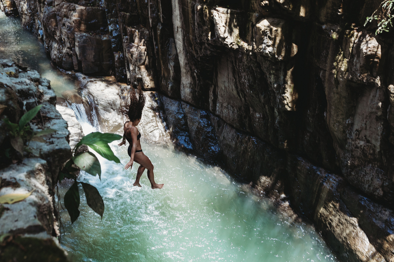 Cliff jumping in Costa Rica travel and documentary photographer