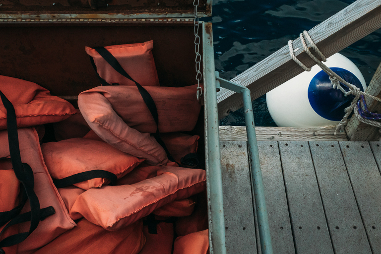 life preservers boating dock vintage